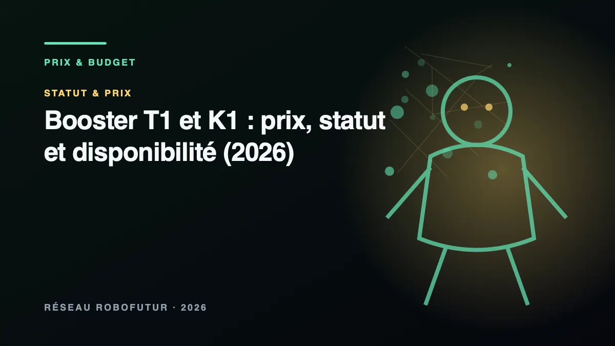 Petit robot humanoïde bipède de type Booster T1 en démonstration dans un laboratoire universitaire