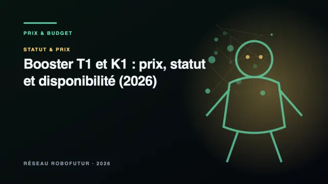 Petit robot humanoïde bipède de type Booster T1 en démonstration dans un laboratoire universitaire