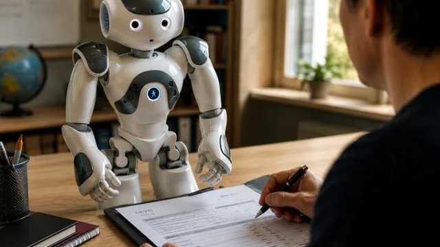 Robot humanoïde éducatif compact dans un laboratoire d’enseignement
