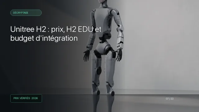 Grand robot humanoïde argenté inspiré du Unitree H2
